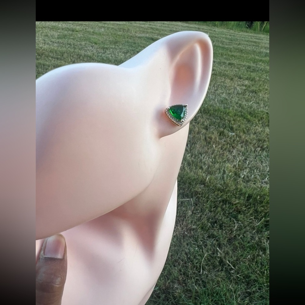 Rosegold Plated Triangular Cut Emerald Crystal 2.… - image 6